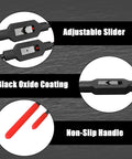 Two Pcs Adjustable Tap Wrenches With Ratcheting Handles black oxide coating and non-slip handle details