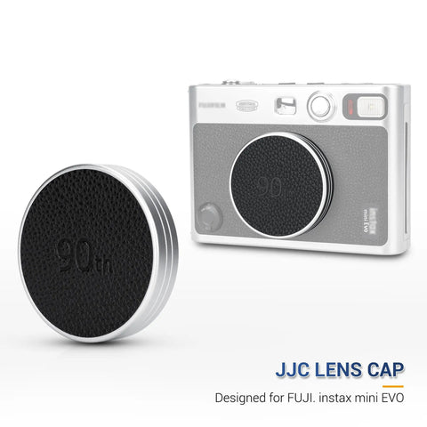 Leather Lens Cap For Insta Mini Evo Camera, Aluminum Anti Dust Anti Scratches Lightweight Lens Cover front view