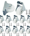 12 Pack 1 Inch Heavy Duty Fixed Non Swivel Caster Wheels With Hidden Mounting Plate, White Hard Plastic Wheels For Furniture And Small Appliances, Includes M4x16mm Screws, Durable Steel Top Plate, Stable And Quiet Rolling