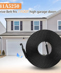 41A5250 Garage Door Opener Belt For 7 Ft High Doors 237 Inch Drive Belt Replacement shown in front of garage.