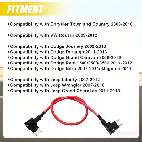 TIPM Repair And Fuel Pump Relay Bypass Cable Plug And Play Kit with fitment list for Dodge, Jeep, Chrysler vehicles