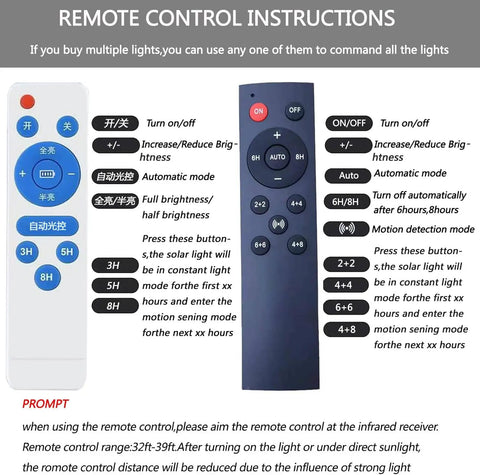 Remote controls for Solar Street Light Outdoor IP65 Security Flood Light With Remote Control, Dusk To Dawn Parking Lot And Yard Lighting