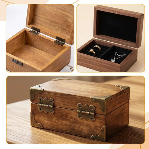 Wooden jewelry box with Fifteen Pcs Jewelry Box Hinges Set With Sixty Screws Antique Bronze Small Hinges for crafting repair