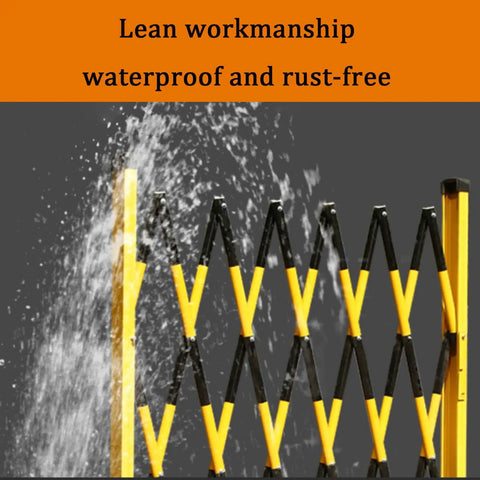 Heavy Duty Slick Retracting Metal Barrier Gate And Quick Fold Down Mobile Fence With Smooth Rolling Wheels for tight areas with water spray.
