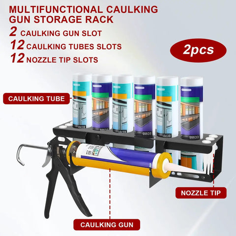 Kick Mess To The Curb With This Built Tough Caulk Tube Holder Wall Mount Rack For Garage Workshop And Work Van To Store Six Tubes And Grease Cartridges. Multi-functional rack for caulking tubes with slots for gun and nozzle tips.
