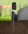 Installing 10 Ft Black Landscape Edging Coil Kit With 4 Inch High Terrace Board And Five 10 Inch Spikes for Easy Lawn Bordering