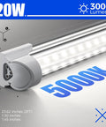 2Ft LED Shop Light Strip 20W 3000LM 5000K Daylight T8 Fixture With Clear Cover close-up showing dimensions and lighting details