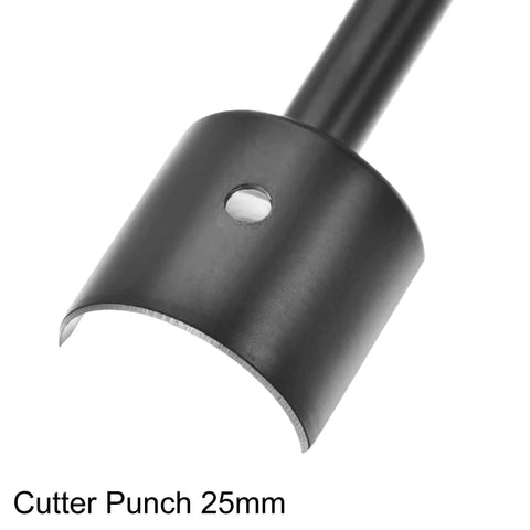 Half Round Leather Edge Punch 25mm Strap End Cutter, rust-resistant tool for belts and bags, close-up view
