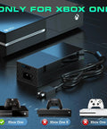 Xbox One Power Supply Adapter Replacement Brick 100 240V Global Voltage Compatible With Xbox One And Xbox 360 DC 22V Output attached to Xbox One console