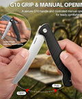 9.09 Inch Folding Bread Knife For Camping And Outdoor Cooking With 4.25 Inch Serrated 8Cr14MoV Stainless Blade, G10 Handle