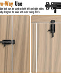 Heavy Duty 2 Piece Black 4 Inch Slide Bolt Gate Latch Kit With Smooth Operation crafted from Hardcore 304 Stainless Steel on doors.