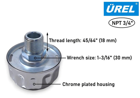 Hydraulic Tank Breather Cap With 40 Micron Filter, Chrome Plated Exterior Finish, Metal Vent Cap For Oil And Fuel Reservoir, NPT Three Quarters Inch Threaded