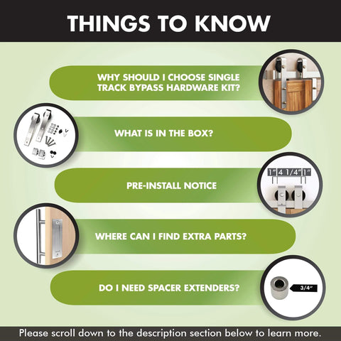 Things to know about Brushed Nickel Single Track Bypass Sliding Barn Door Hardware Kit including installation tips and parts.