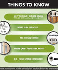 Image detailing FAQs about Brushed Nickel Single Track Bypass Sliding Barn Door Hardware Kit For Double Doors.