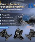 Engine mount replacement guidelines with images of black motor mounts for Honda Accord and Acura TL.