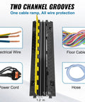 Front view of Beefed Up Heavy Duty 5 Pack TPU Cable Protector Ramp with 2 channel design, showing wire, cable, and hose coverage.