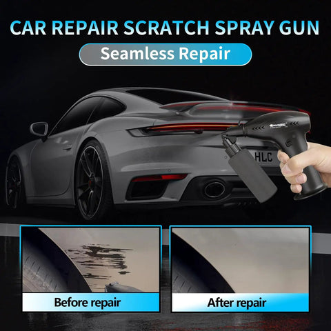 Lionbow Handheld Electric Paint Sprayer Gun High Power Portable Cordless With 4 Adjustable Gears For Cars Furniture Fence And Gardens Ideal DIY Projects being used for car scratch repair.