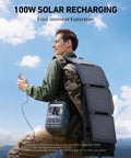 Hiker using SOLIX C300 Portable Power Station With 288Wh LiFePO4 Battery 300W Continuous Power And 600W Surge in nature