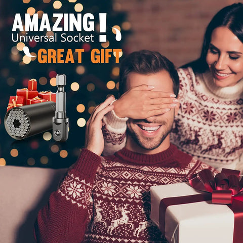 Ultimate Universal Socket Set With Power Drill Adapter Gift For Men Who Have Everything, Handy Grip Tool Kit For Dads Husbands Boyfriends, Dope Gift For Electricians Mechanics Carpenters And DIY Lovers