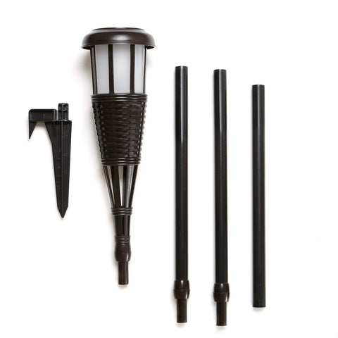 Components of 4 Pack Solar Powered Flickering Flame Outdoor Island Torches With Realistic Dancing Flame LED Safety Lighting