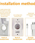 White round central vacuum inlet wall plate; front and back views shown; 2-pack.