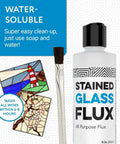 Liquid Zinc Flux For Stained Glass Soldering, 8 Oz Water Soluble Formula With Brush Included, works with copper lead zinc foil