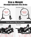 Splumzer MTB 4-piston hydraulic disc brake set, front-left and rear-right PM-A post-mount, 850mm/1600mm cables