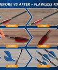 Heavy Duty Fletching Glue Kit 100g Pro Grade Instant Bond For Carbon, Aluminum And Wood Arrows Clear Adhesive Before and After