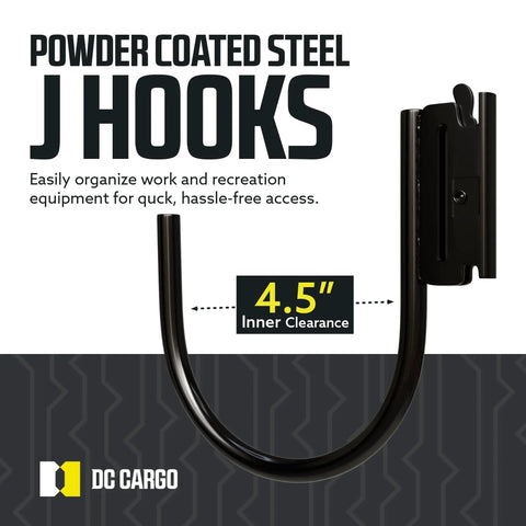 Heavy Duty E Track J Hooks 4.5 Inch Tall 2 Pack For Rail Systems Large Hanging Hooks For Trailers Vans Box Trucks Garage Workshop And Warehouse Use With 400 Lb Working Load Limit And 1,200 Lb Break Strength front view