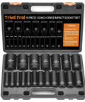 Open case of Impact Socket Set 1/2 Inch Drive Deep Sockets From 3/8 Inch To 1-1/2 Inch, 19 Piece Cr-V Steel