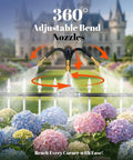 360-degree adjustable bend nozzles spraying mist over hydrangeas from All In One One Fourth Inch Drip Irrigation Kit