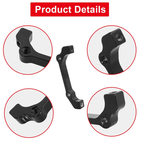 Post Mount Disc Brake Caliper Adapter Kit for Front 180mm and Rear 160mm Rotors shown in black aluminum alloy.