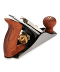 V3 Bench Plane For Fine Woodworking And Smooth Edge Planing Crafted With Precision Ground Steel Irons And Ergonomic Handles angled view with wooden handles.