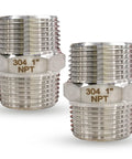 1 Inch Male Hex Nipple Pipe Fittings 304 Stainless Steel NPT Threaded Equal Nipples For Two Pipes Straight Connectors Pack Of 2