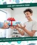 Teen smiling receiving Wood Carving Kit For Kids And Beginners, Easy Starter Whittling Set With Basswood, Carving Tools