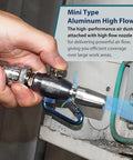 Close-up of Mini Aluminum Windstorm Air Blow Gun With Adjustable Flow Nozzle used for tight space dust removal in machinery maintenance.