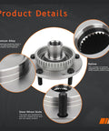 Close-up of premium alloy front wheel hub bearing kit for 2003 2009 Kia Sorento 4WD with ABS, showing spline and steel wheel bolts.