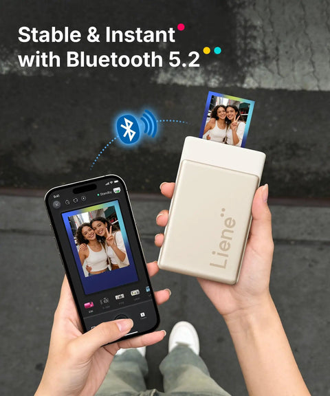 Portable AI Photo Printer For iPhone And Smartphone, Instant Mini Sticker Printer With Bluetooth, printing image, gold finish