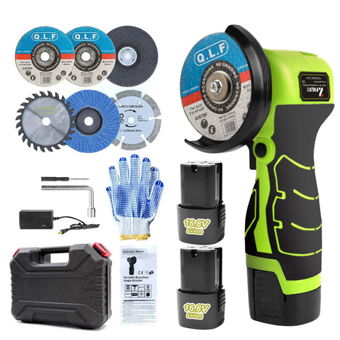 Cordless Angle Grinder Kit With 19500rpm High Speed, No Cords Convenience, 16.8V 2000mAh Batteries, 6 Cutting Discs