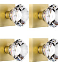 Crystal Glass Dummy Door Knob Set With Satin Brass Finish Non Turning Interior Knobs For Bifold Closets And Hall Doors