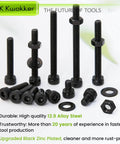 All In One 900 Piece M4 Nuts Bolts And Washers Set 4mm To 45mm Upgraded Zinc Plated 12.9 Alloy Steel Hex Socket Head Cap Screws
