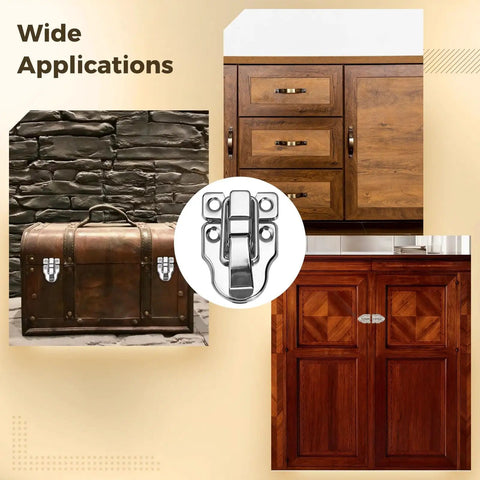 Chic Antique Silver Metal Duckbill Latches, Super Secure Toggle Box Hasps With Lock Hole for Jewelry Cases and Wooden Crafts. Wide applications on wooden cabinets, trunk, and box latch.