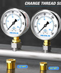 Stainless Steel Liquid Filled Pressure Gauge With 2.5 Inch Dial And Lower Mount For Rugged Lines, 0 To 300 Psi Range, One Quarter Inch NPT