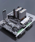 Open Frame Case Test Bench For DIY Builds Fits ATX Micro ATX ITX Motherboards Clear Organic Glass Frame Open Chassis With Rectangular Heat Dissipation shown with motherboard installed.