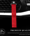 Heavy Duty Nylon Tow Strap For Cars And Trucks 2205 Pound Street Tough Snatch Recovery Rope with red strap and steel bolt.