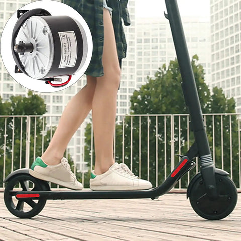 Upgrade My1016 Electric Scooter Motor With Belt Pulley 24V 250W Brushed DC Motor Aluminum Housing shown on e-scooter.