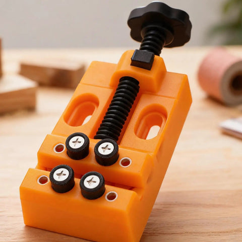 Hand Drilling Vise Set For Beads And Small Parts, Handy 4 Point Clamp With Hand Pin Vise For Jewelry Making, orange plastic clamp