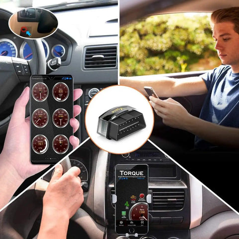 OBD2 Bluetooth Code Reader And Scanner For iOS And Android Pro with Bluetooth 4.0 BLE connected to smartphone for engine diagnostics