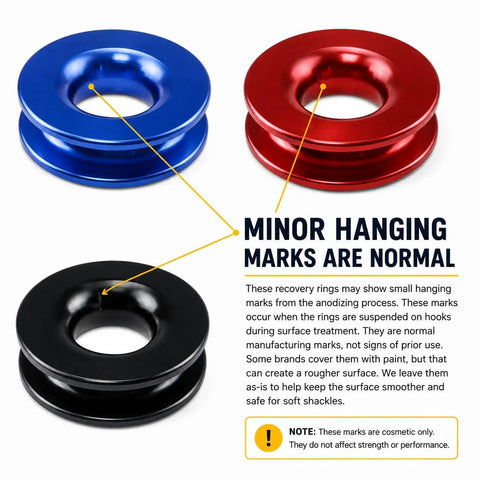 Blue, red, black Heavy Duty Winch Recovery Ring 66000 Lbs For Soft Shackle And Synthetic Rope For ATV UTV SUV Truck Off Road