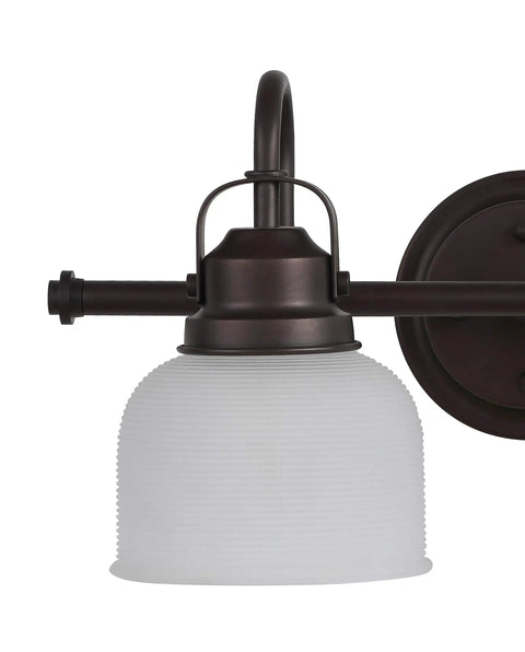 Oil Rubbed Bronze Modern 2 Light LED Bathroom Vanity Light With Clear Glass Bell Shades Wall Sconce For Mirror Hallway Kitchen 5.75 Inch ETL Listed LED Bulbs Included Easy Install showing close-up of glass bell shade